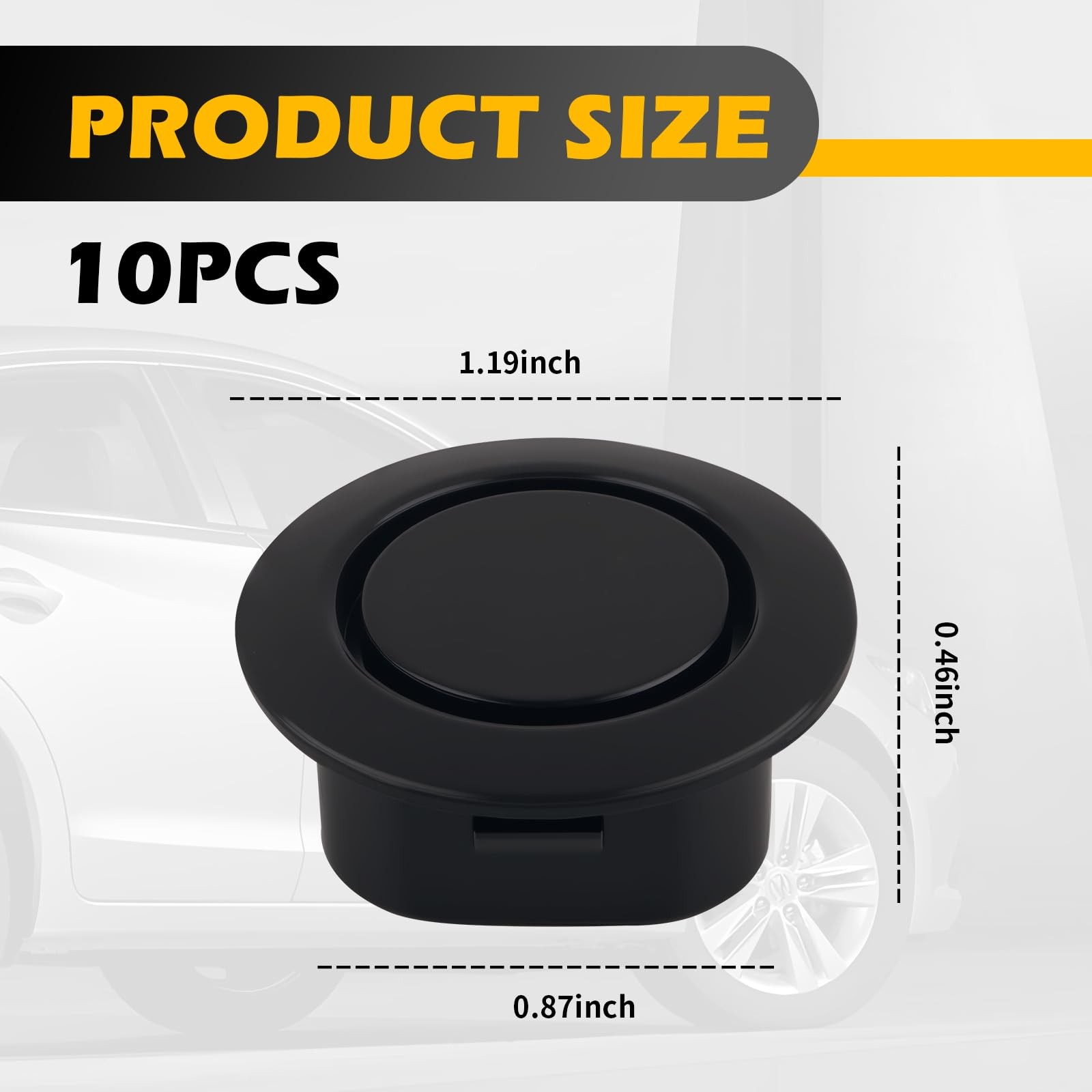 10PCS Car Bumper Hole Plugs Cover for Parking 1.19*1.19*0.46 inch, Black