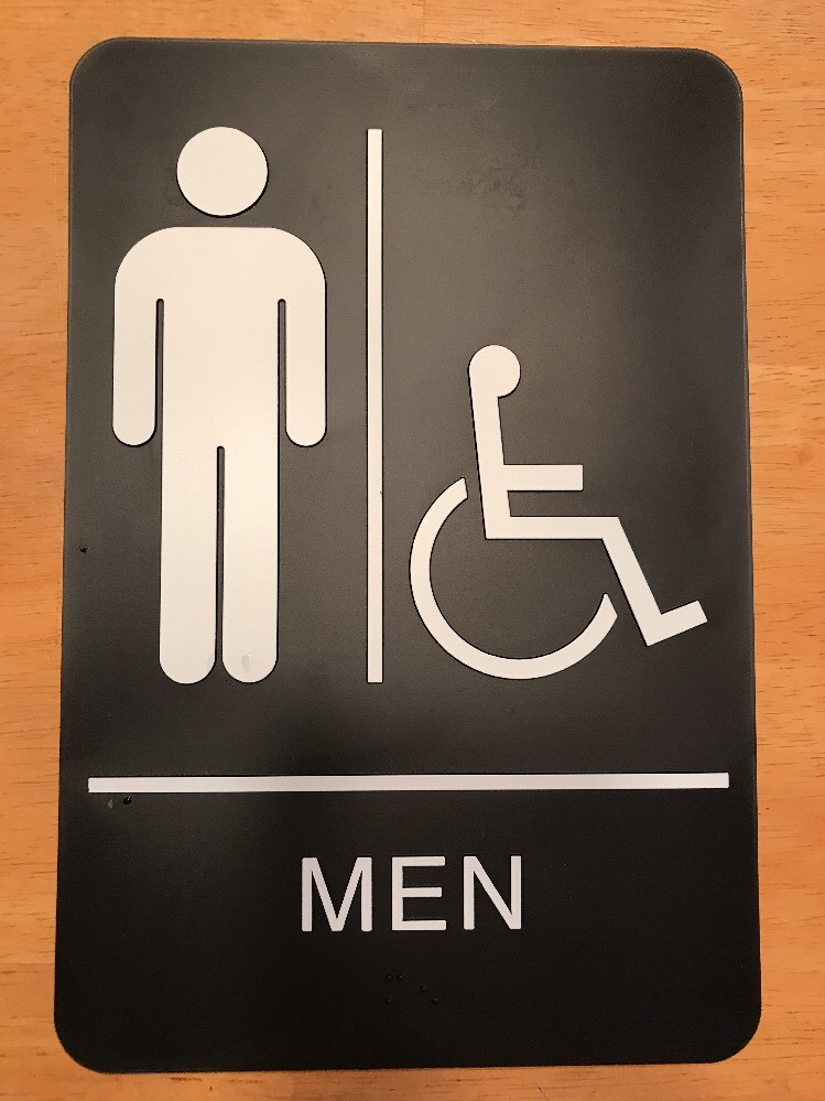 Restroom Sign Men. Handicapped with Braille 6” X 9” Bathroom *FREE SHIPPING*