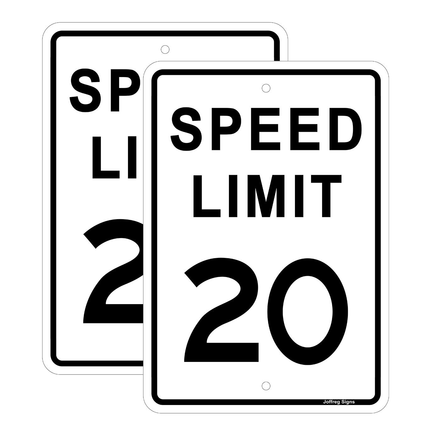 17×12 Inch Speed Limit 20 MPH Reflective Aluminum Safety Road Sign 2 PCS