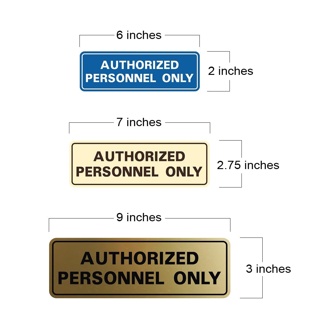 1 Pack Standard Authorized Personnel Only Wall Door Sign, White Small Secure Set