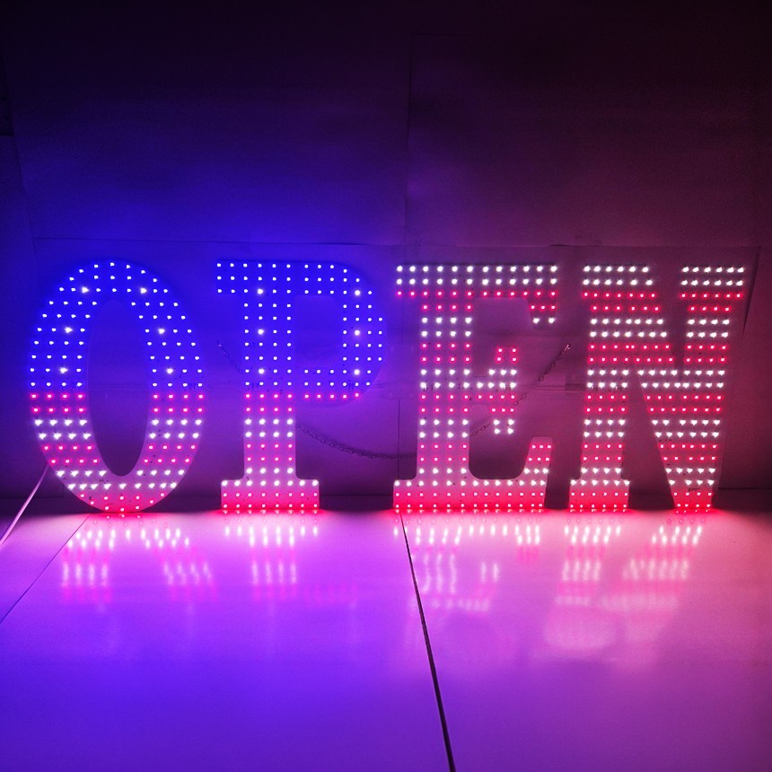 EPL Signs OPEN Us Flag LED Sign Business 14&Prime;x40&Prime; Remote 3G Sparkling Mode