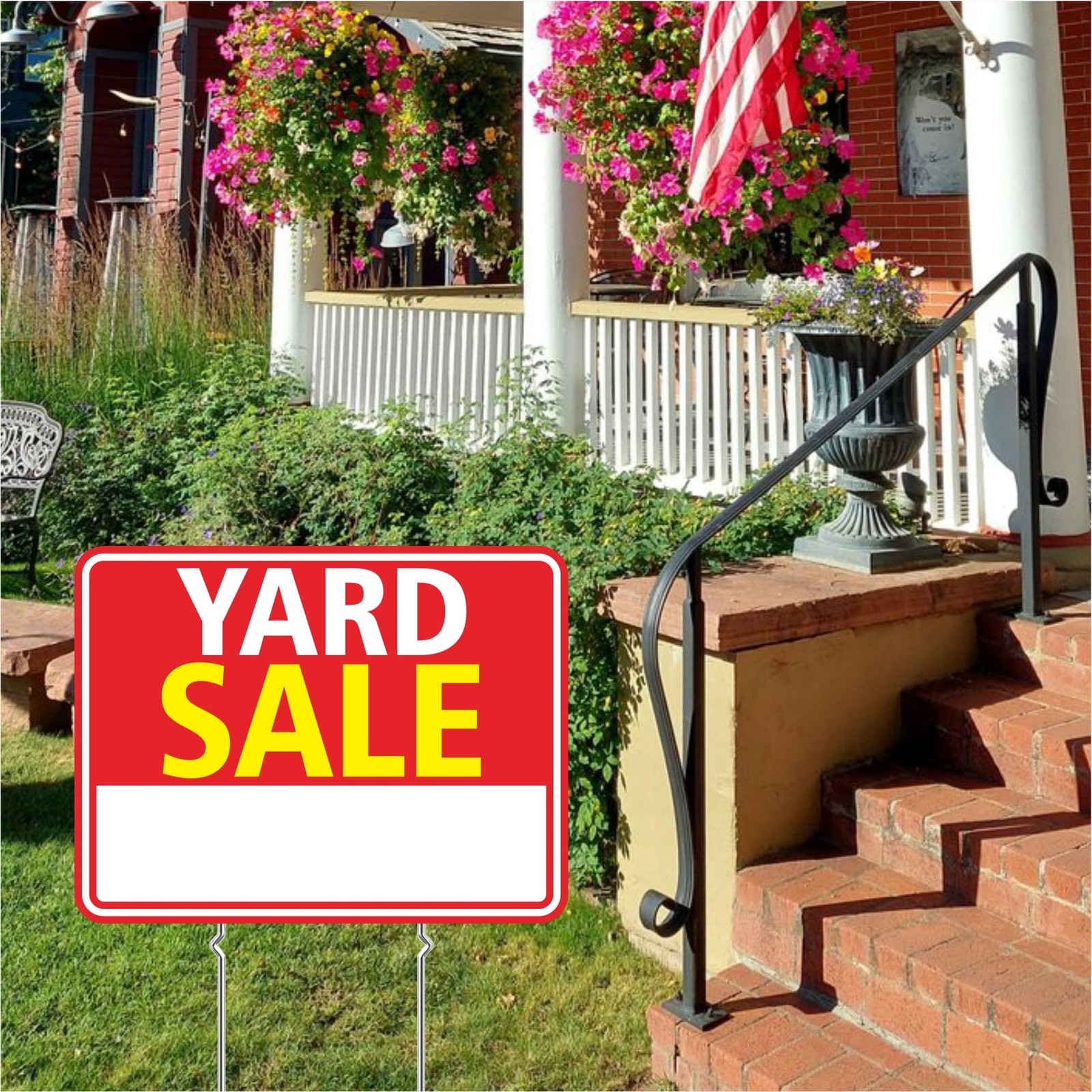 Yard Sale Signs 3 Pack 17&Prime;x13&Prime; Double Sided Yard Sale Signs with Metal Stakes W