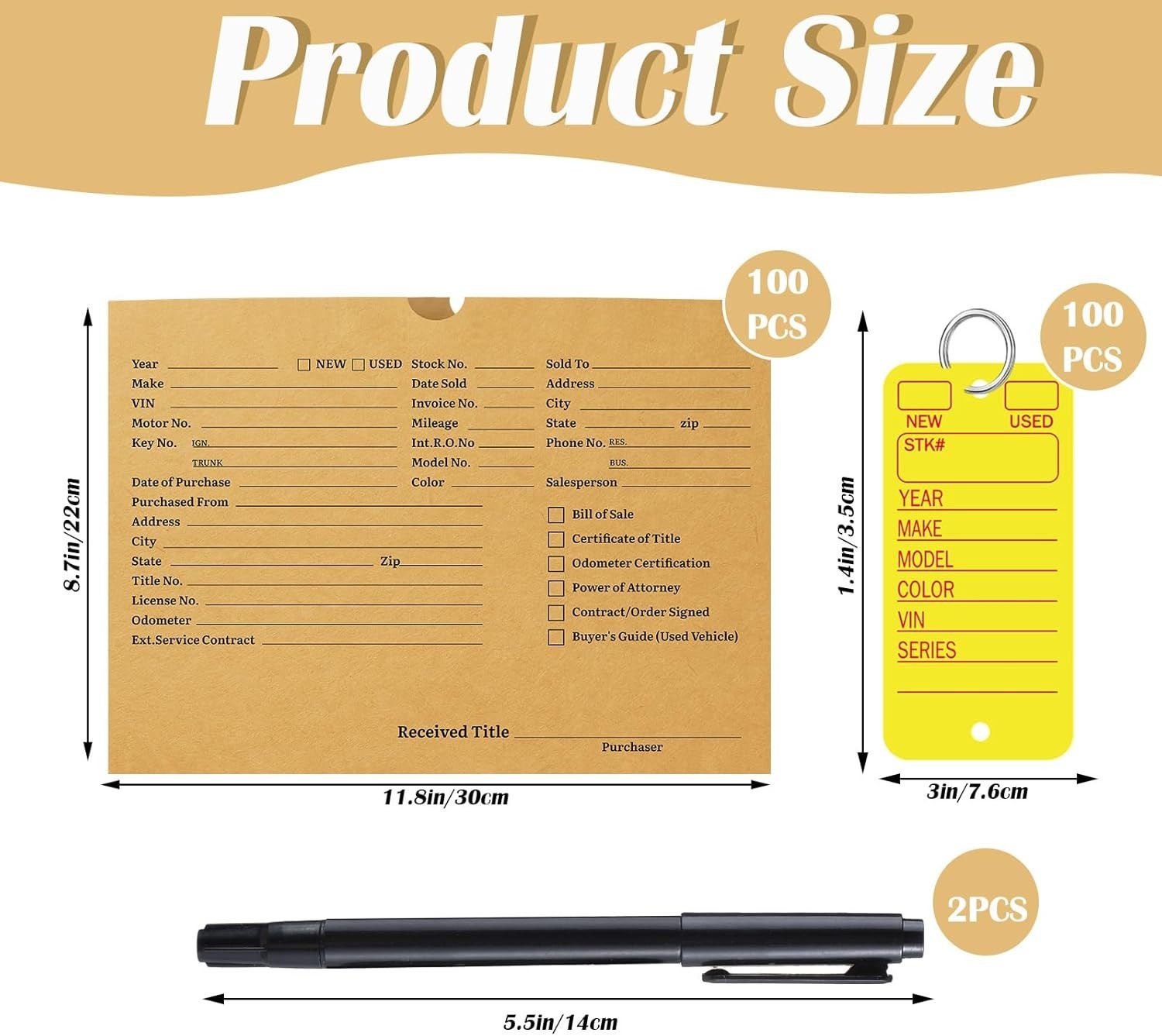 100 Pcs Vehicle Dealer Jackets 9 x 12 inches Printed Vehicle Deal Envelopes 1…