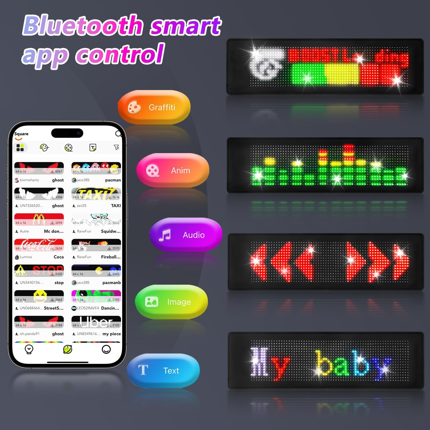 Programmable 15 » LED Sign with Bluetooth Control – Bright Scrolling Text & Anim