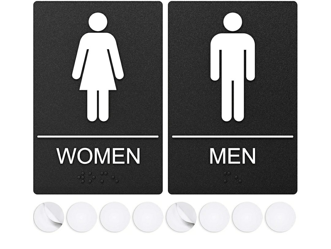 2-Pack 6×9-inch Mens Womens Bathroom Signs ADA Compliant with Braille
