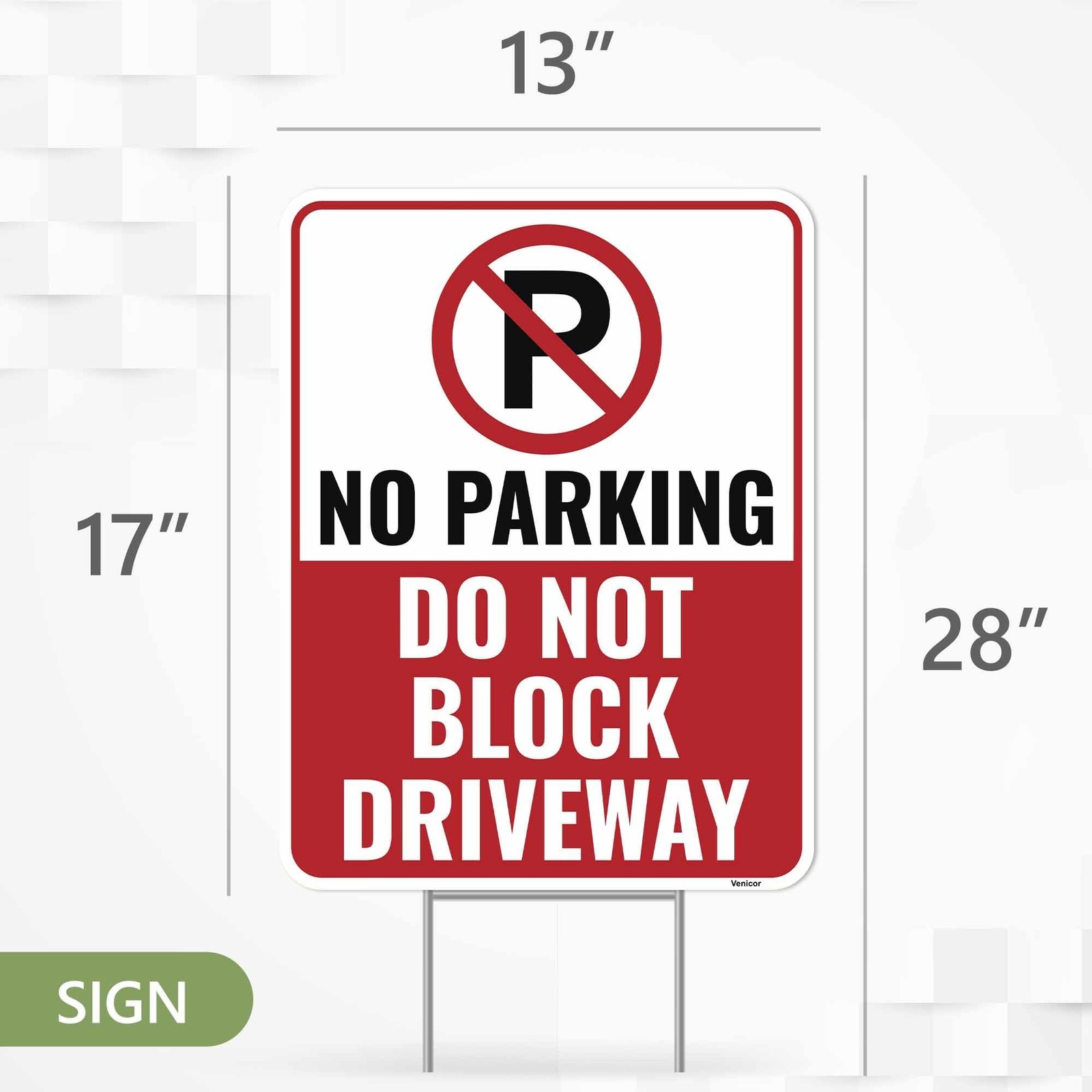 2PC No Parking Do Not Block Driveway Sign with Stakes, 17 Inches by 13 Inches…