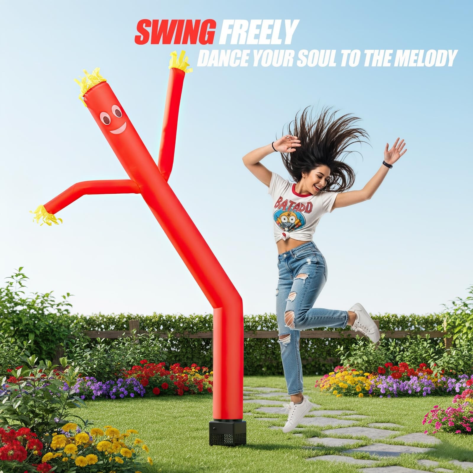 6ft Inflatable Waving Tube Man with Blower – Red Air Dancer for Business Promoti