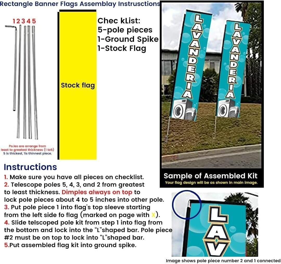 Lavanderia Advertising Rectangle Feather Banner Swooper Flag Sign with Flag…