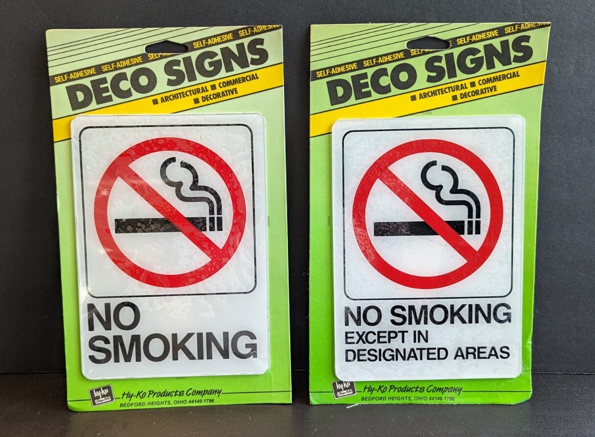 New HY-KO Products No Smoking Deco Sign 5&Prime; X 7&Prime; Plastic Commercial Lot