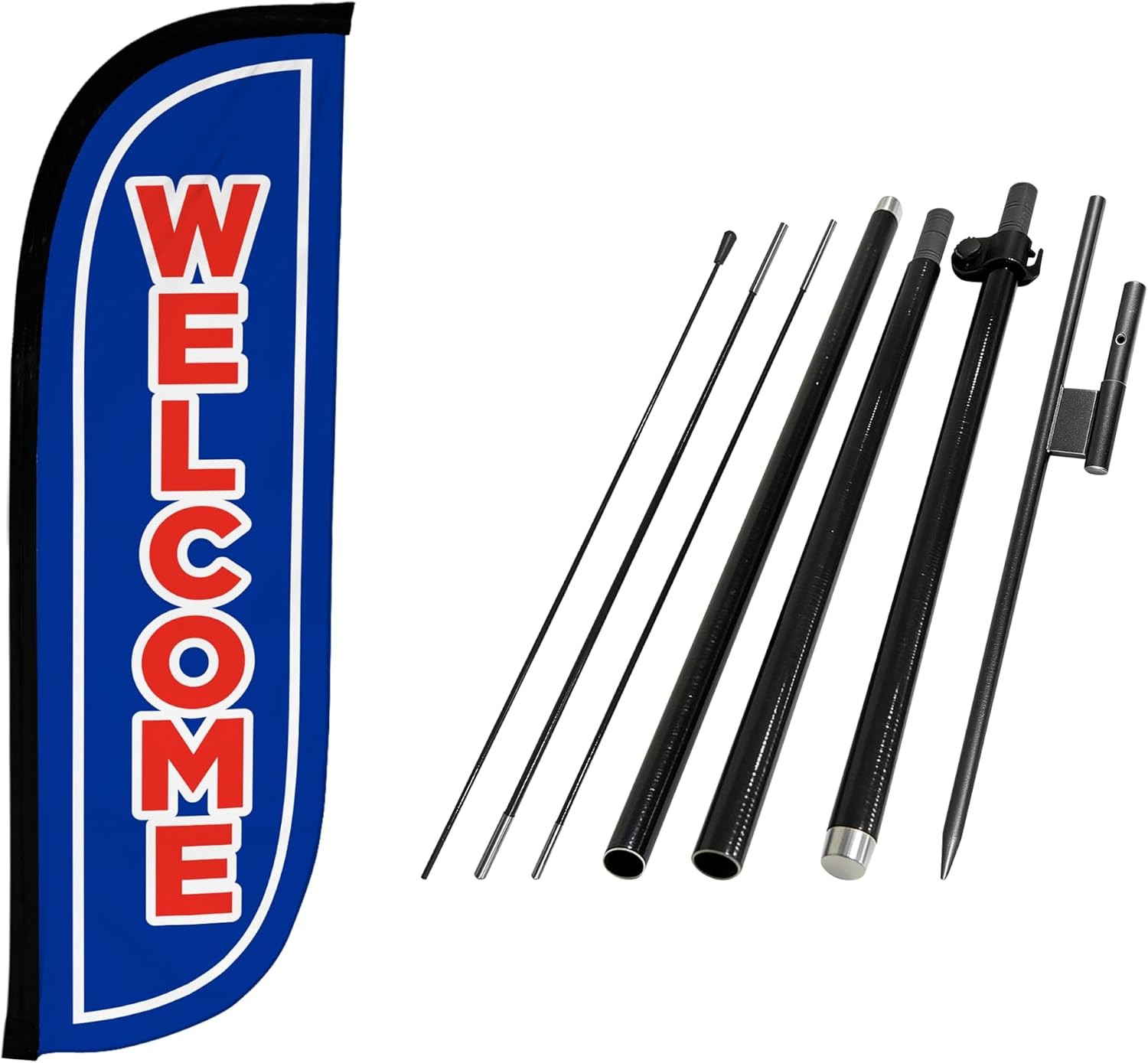 Feather Flag Set 5ft Tall Advertising Banner Flag W/ Pole Kit & Ground Spike