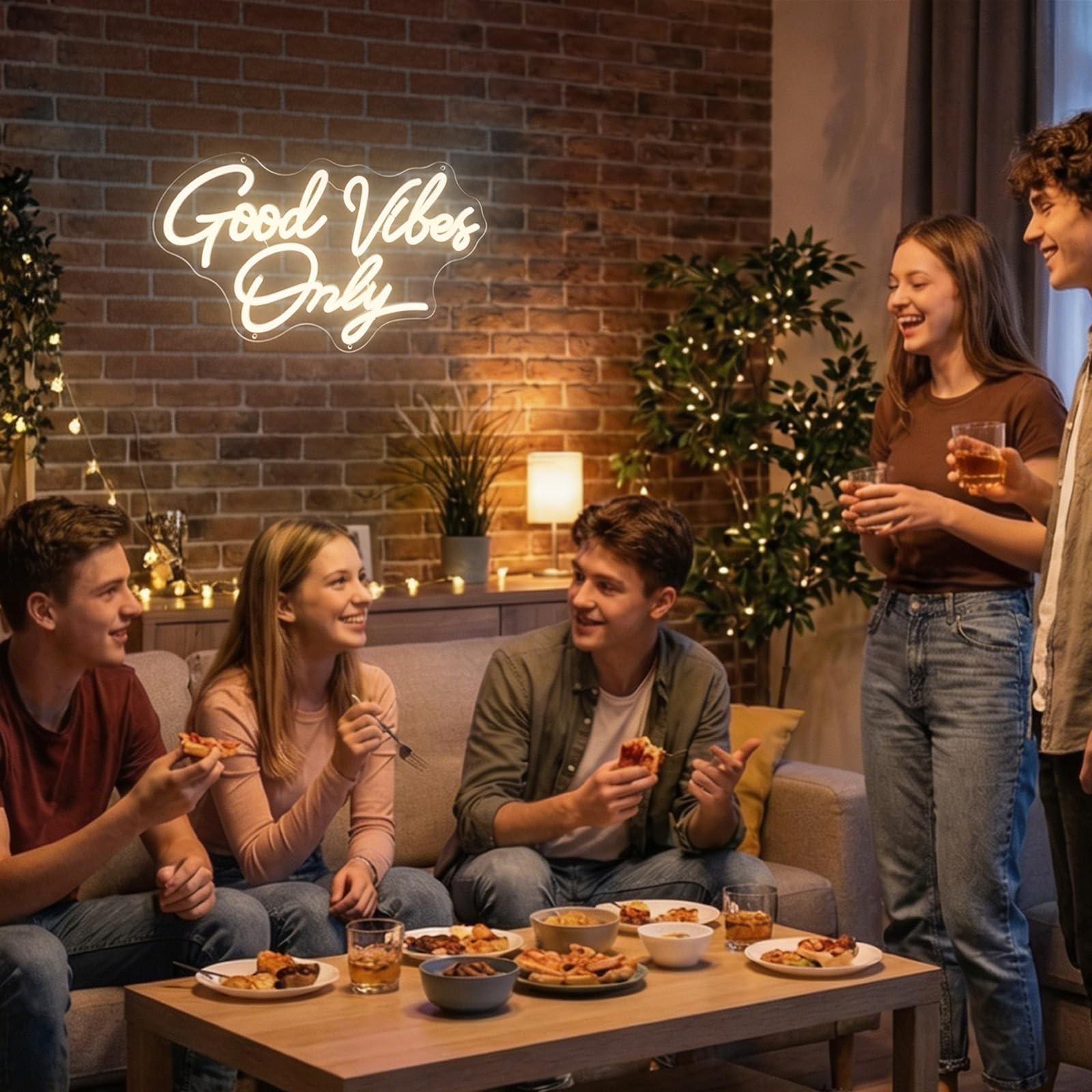 Good Vibes Only Neon Sign, Dimmable LED Neon Light for Wall Decor, for Weddin…