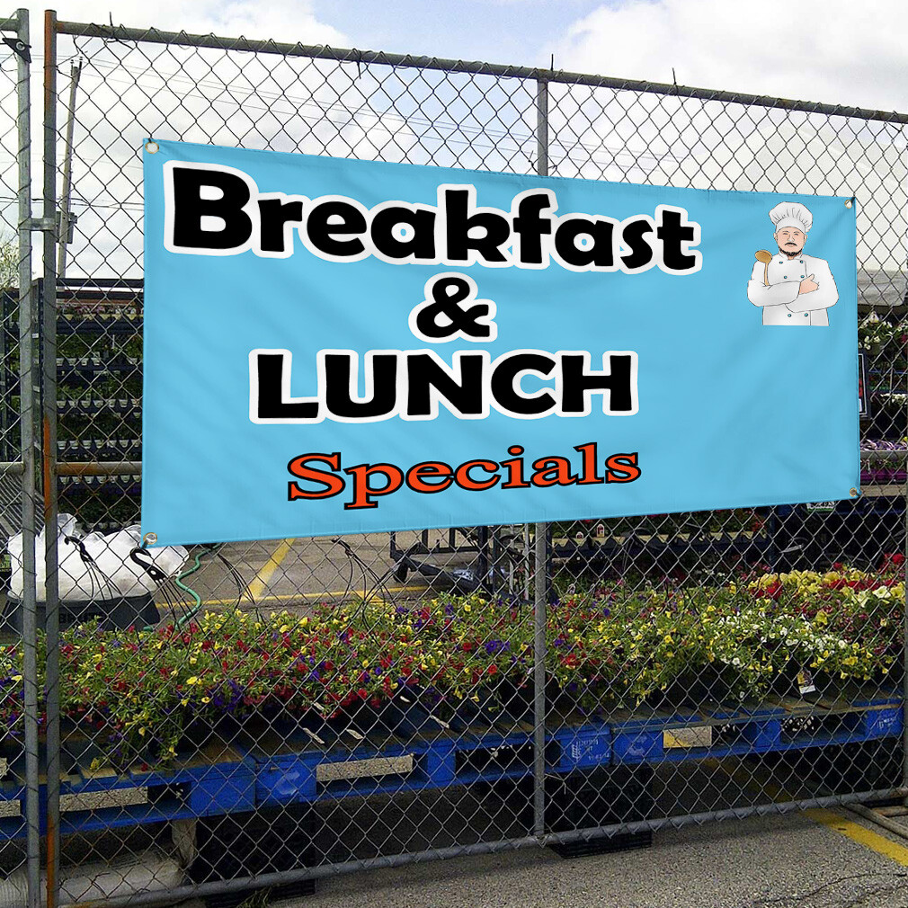 Vinyl Banner Multiple Sizes Breakfast and Lunch Restaurant and Food Outdoor