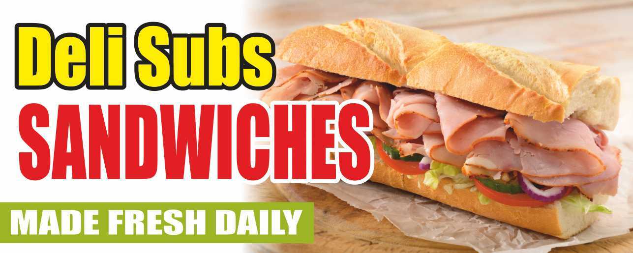 DELI SUBS SANDWICHES Advertising Banner Vinyl Mesh Sign Made Fresh Daily Food