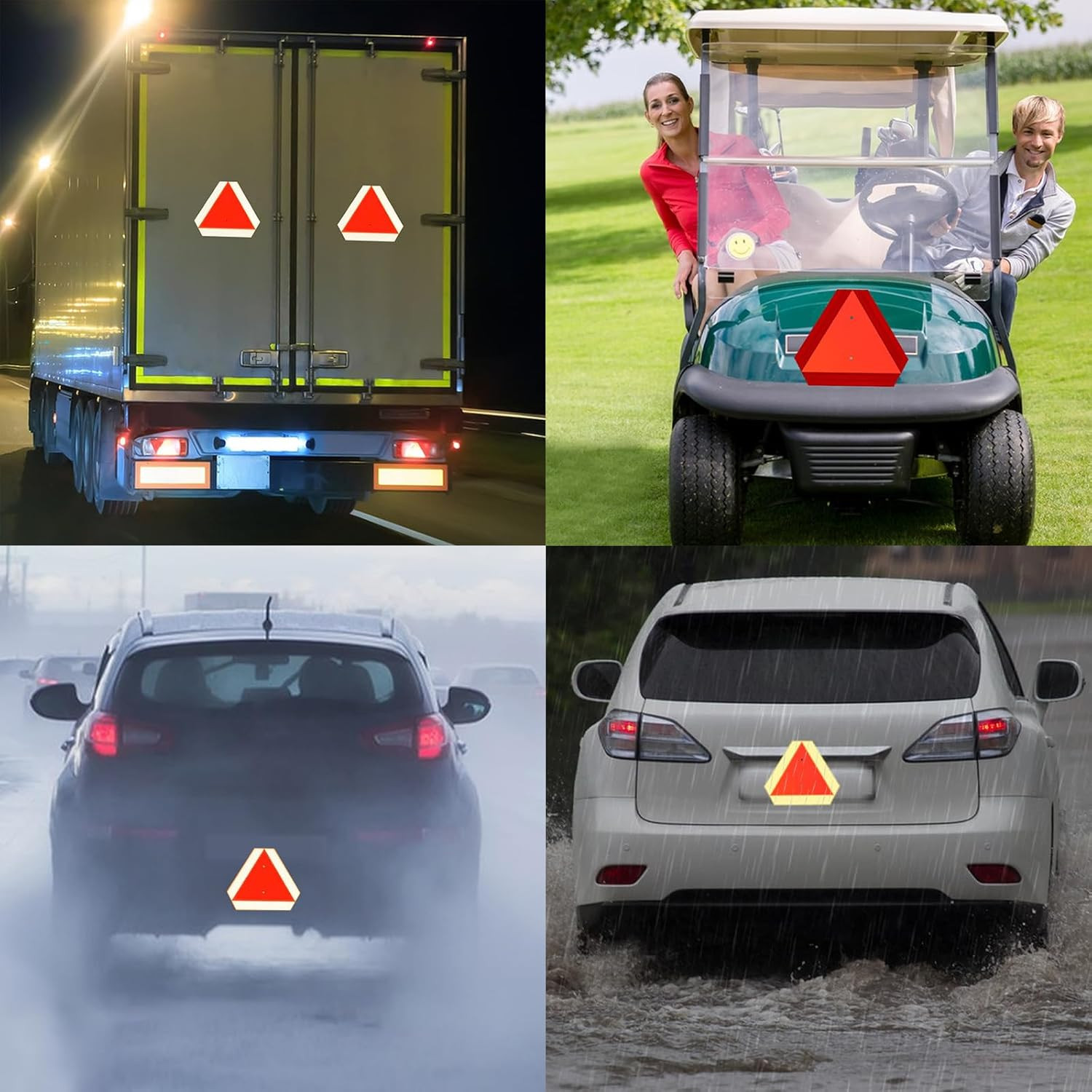 Slow Moving Vehicle Sign,Slow Moving Vehicle Triangle Golf Cart Accessories，14&Prime;X