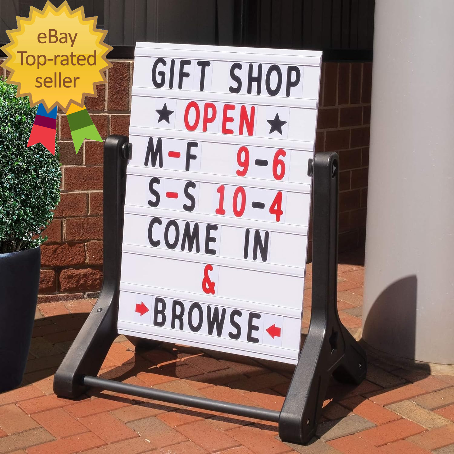 Swinging Changeable Message Sidewalk Sign: 24&Prime; X 36&Prime; Sign with 792 Pre-Cut Doubl
