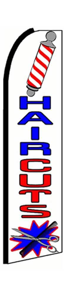 Hair Cuts Red White Blue Flutter Swooper Flag Advertising Sign 3’ Wide Banner