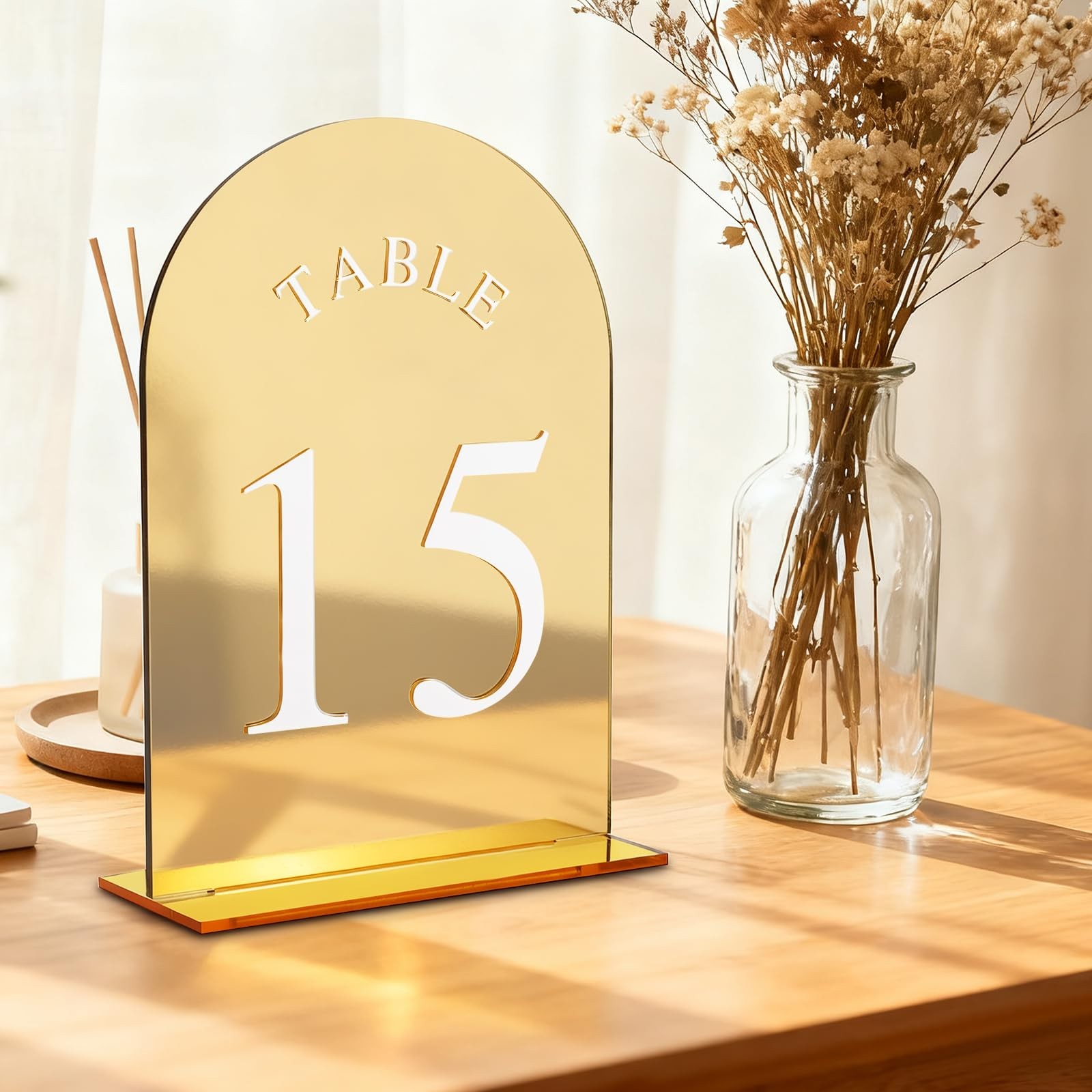 5×7 Inch Double Sided Gold Wedding Table Numbers 115 Stands Acrylic Signs