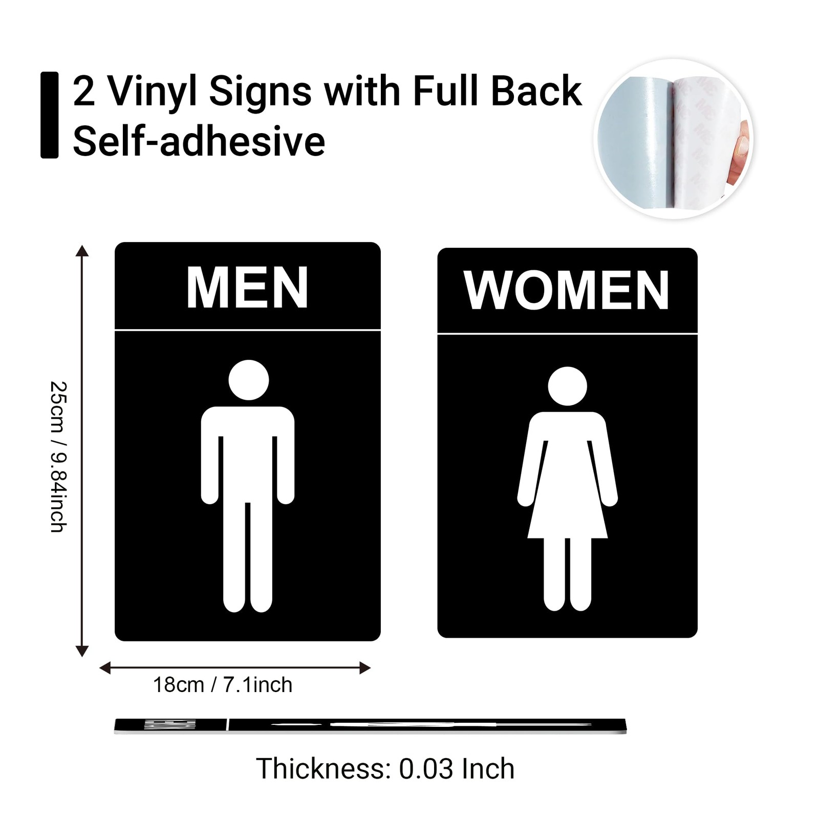 Restroom Sign – (2 Pack) 9&Prime;x6&Prime; Women and Men for Business with Strong Self-Ad