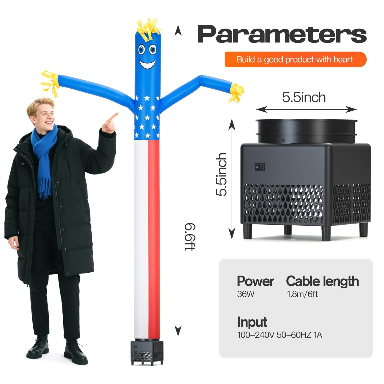 6ft Inflatable Waving Tube Man with Blower – Sky Air Puppet Dancer for Advertisi