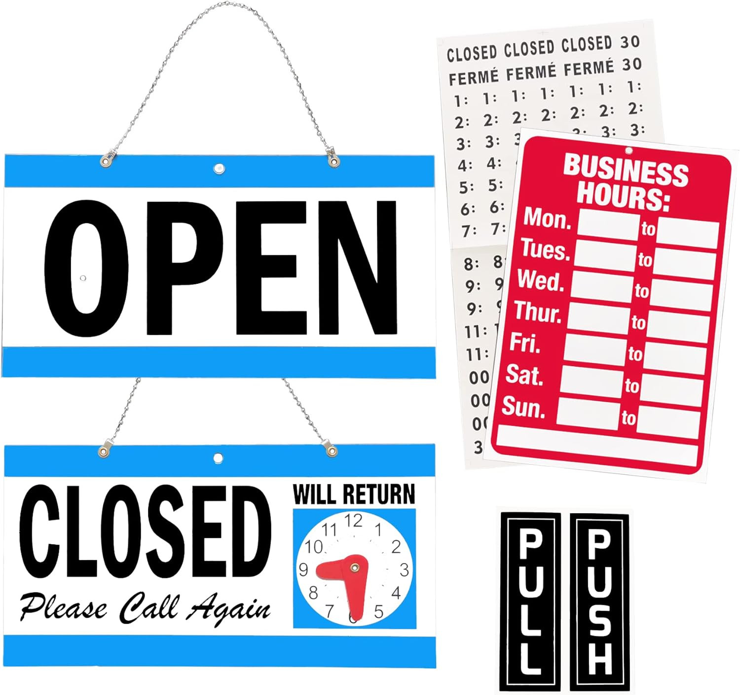 Open Signs,Business Hour Closed Open Sign,Hours of Operation Signs Set Will Retu