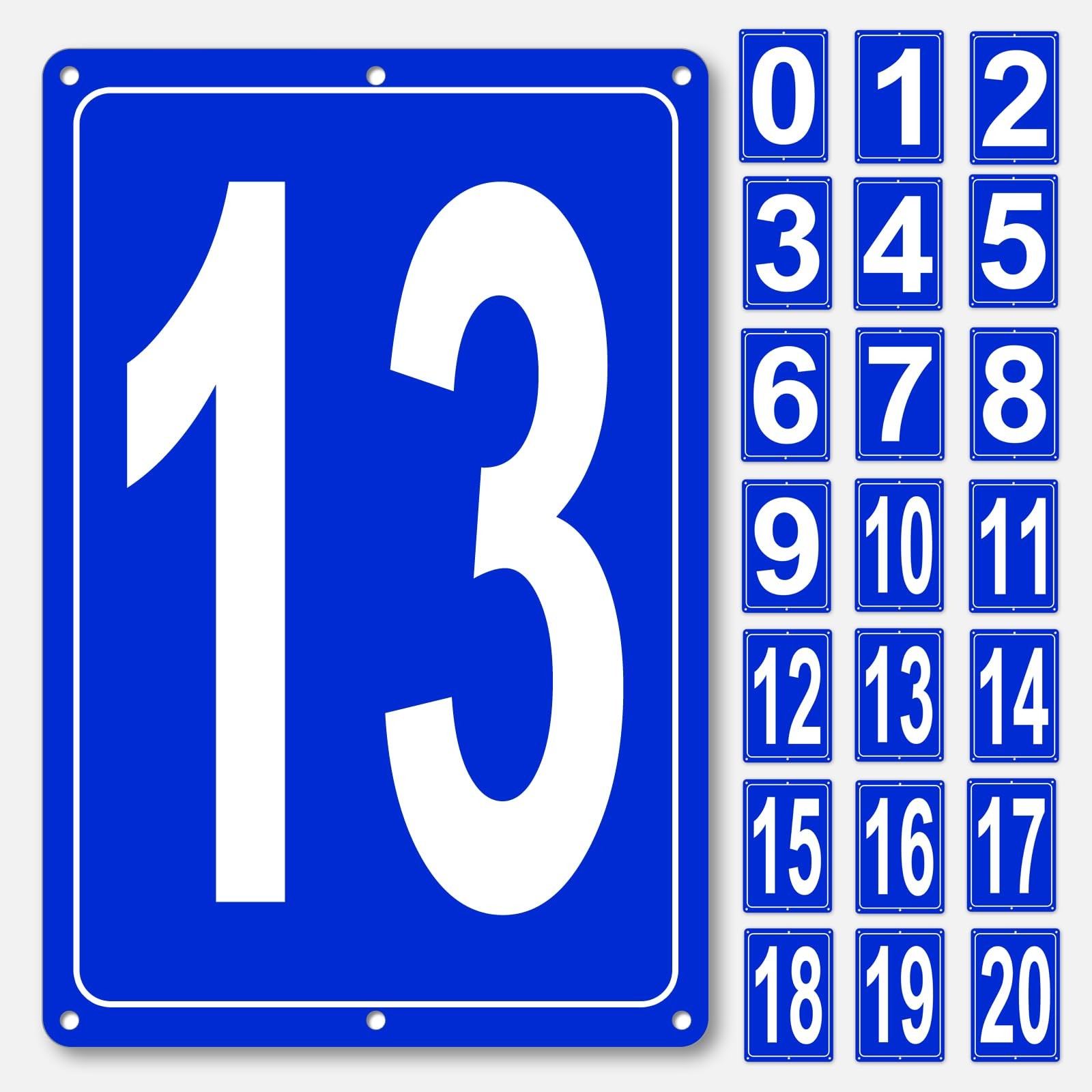 Numbered Sign 13 Aluminum Tennis Court Parking Lots 12×8 Inch Weatherproof