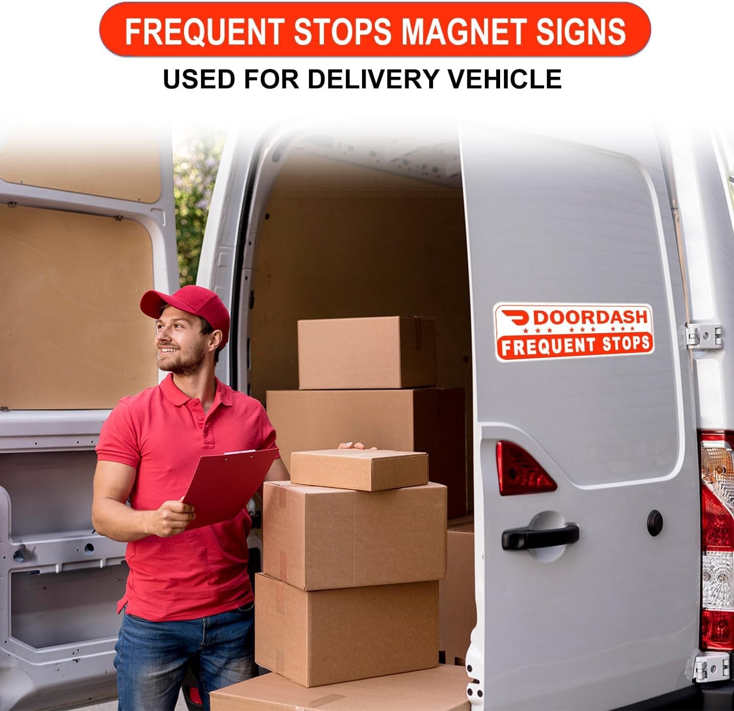 2 Pack Doordash Magnetic Sign for Car, Doordash Car Magnets Sign, Reflective Foo