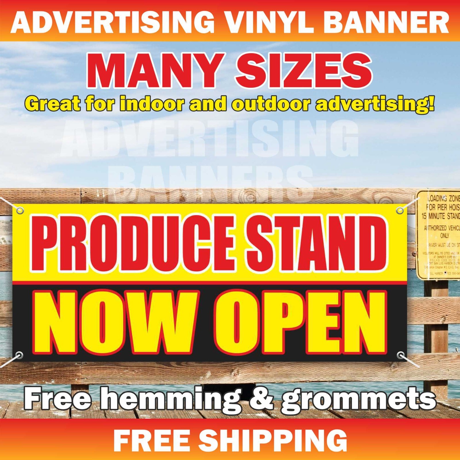 PRODUCE STAND NOW OPEN Advertising Banner Vinyl Mesh Sign Farm Vegetable Fruit