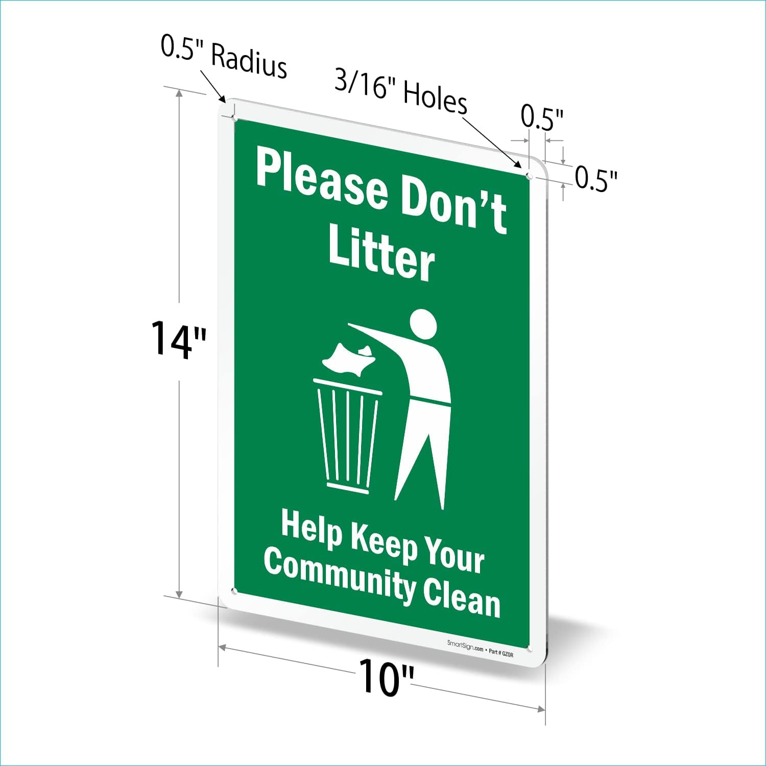 14 x 10 inch “Please Don&rsquo;t Litter – Help Keep Your Community Clean” Metal Sign,