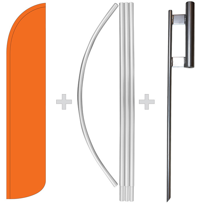 Solid Orange 15&prime; Tall Windless Swooper Feather Banner Flag & Pole Kit