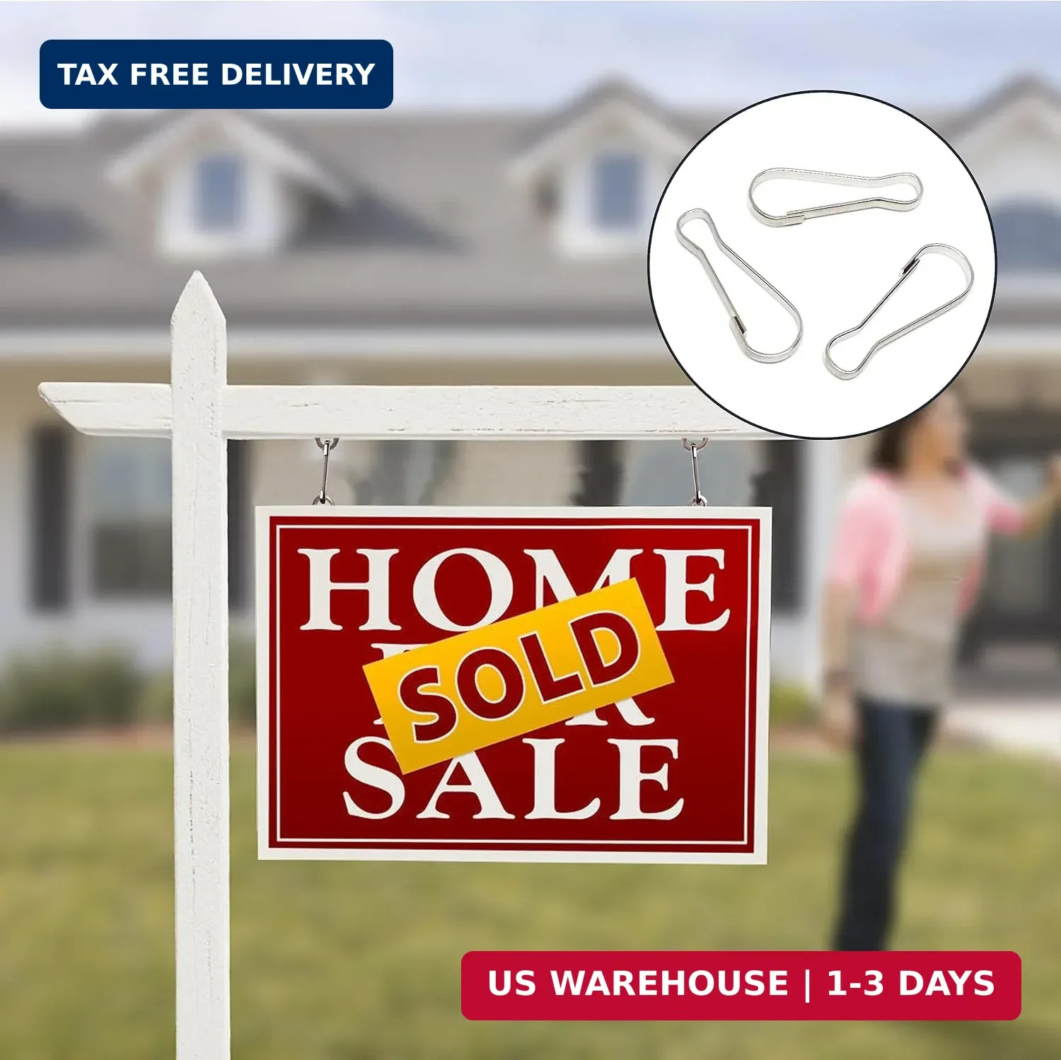 60 PCS Real Estate Sign Rider Clips 2 Inch Metal Hanging Real Estate Sign Clips