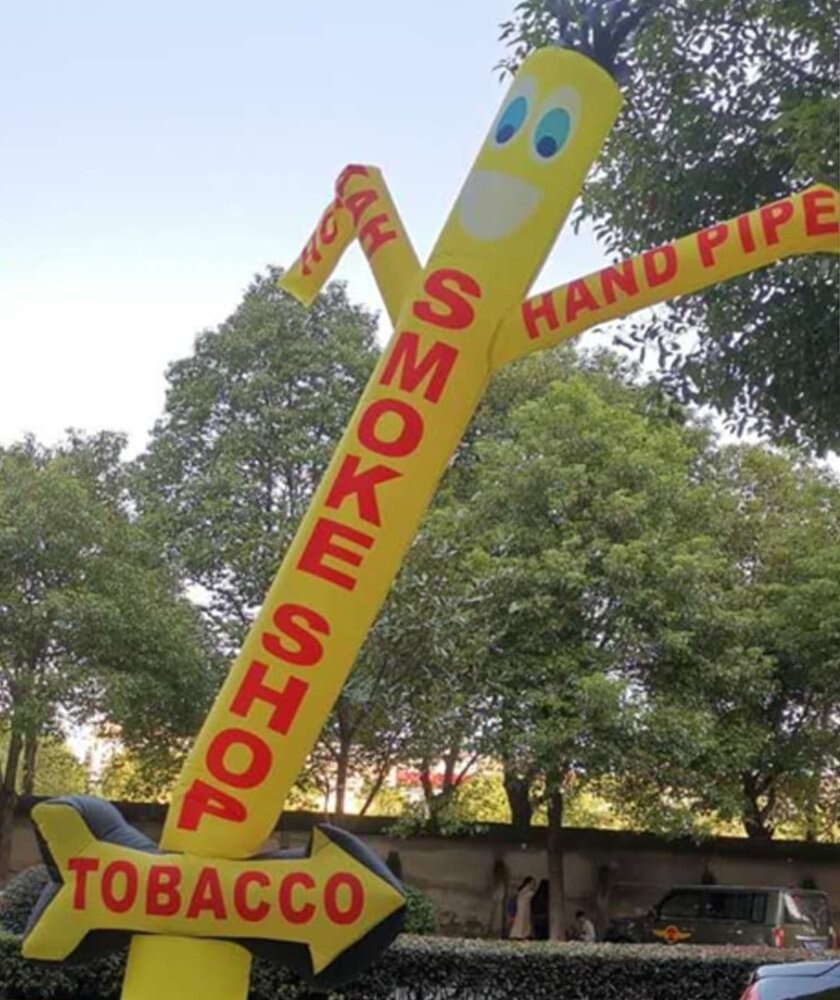 20ft Tall Smoke Shop Tube Man Air Inflatable Dancer With Arrow Without Blower