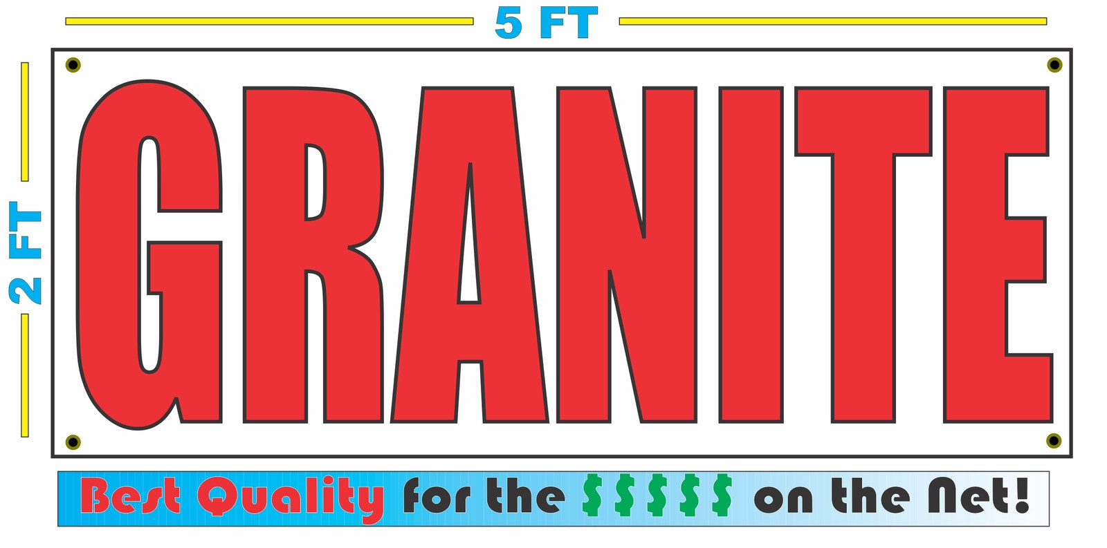 GRANITE Banner Sign NEW Larger Size Best Quality for the $$$ Red & White