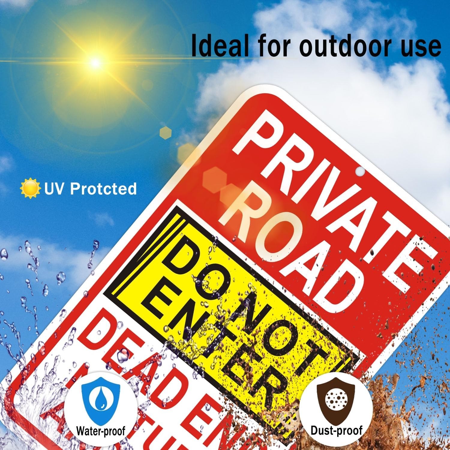 2 Pack Reflective Aluminum No Turn Around Sign, 18&Prime; x 12&Prime;, Dead End Do Not Enter