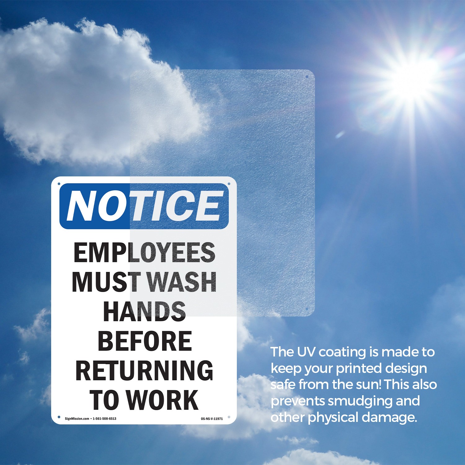 Employees Must Wash Hands Before OSHA Notice Sign Metal, Decal – 5 or 10 Pack