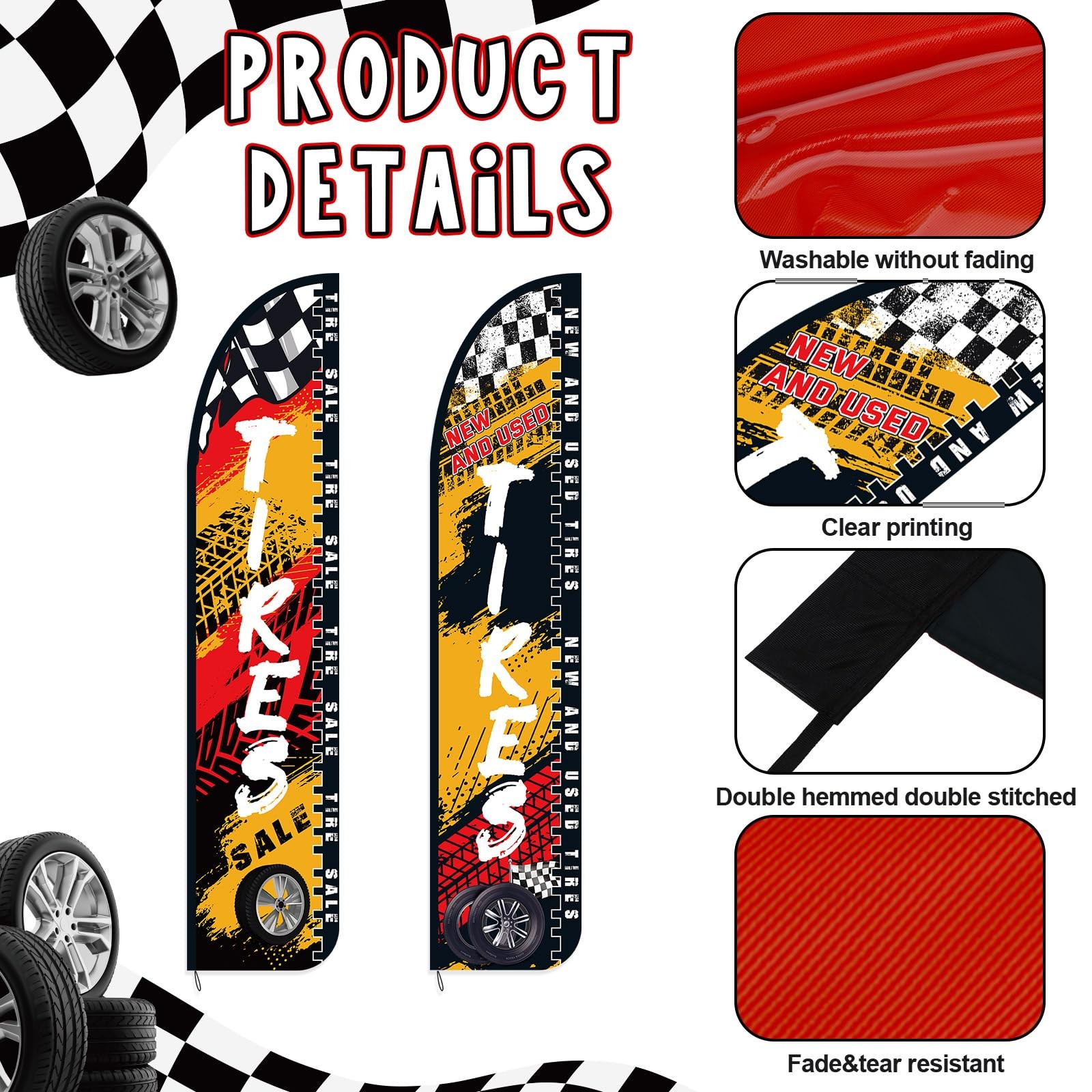 Hunnmingre 2 Pack 12 Feet Tire King Flags And Use Tires Shop Feather Flags For