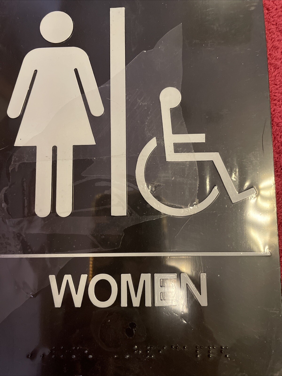 NEW Womens Restroom ADA Sign Handicap Braille Restaurant Business 9”x6” Bathroom