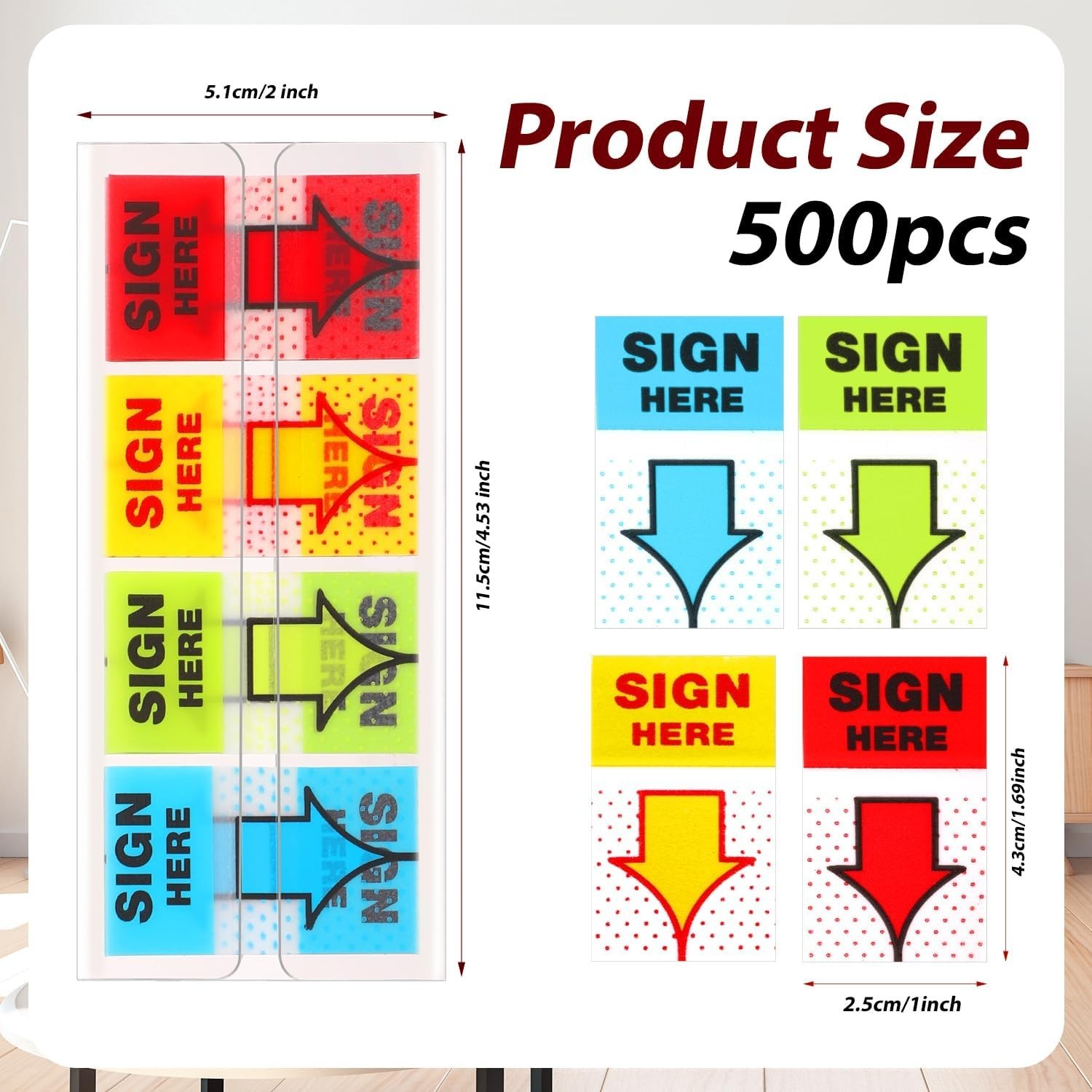 Durable 500pcs Sign Here Tabs – Vibrant Stickers for Home, Office & School Use