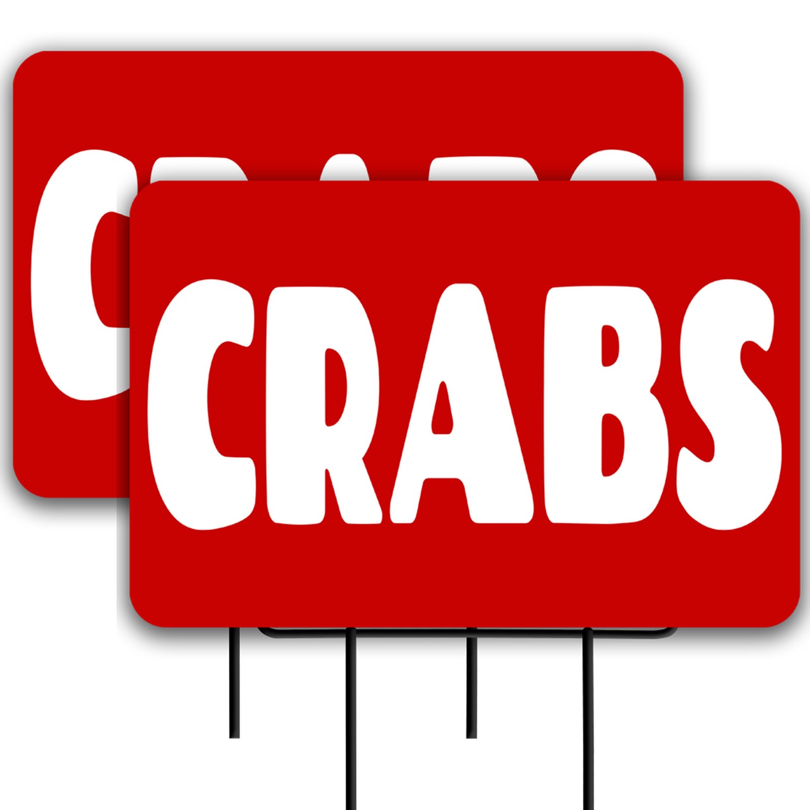 Crabs (red) 2 Pack Double-Sided Yard Signs 16&Prime; x 24&Prime; with Metal Stakes (Made in