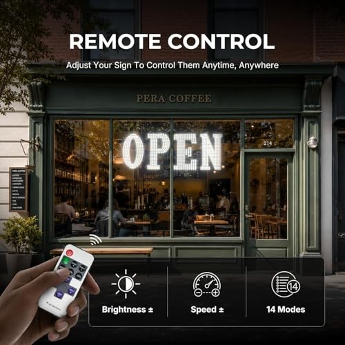 40&Prime; x 14&Prime; Large LED Open Sign with Remote Control High Bright Visibility