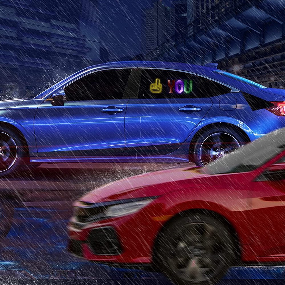 LED Sign USB Programmable Pixel Matrix Soft Message Screen App Control Car