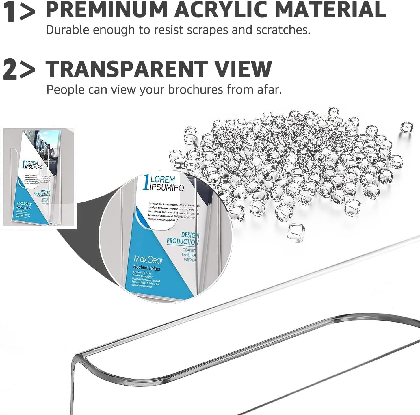 MaxGear Brochure Holder 4×9 inch Acrylic Literature Display 6 Packs, Clear