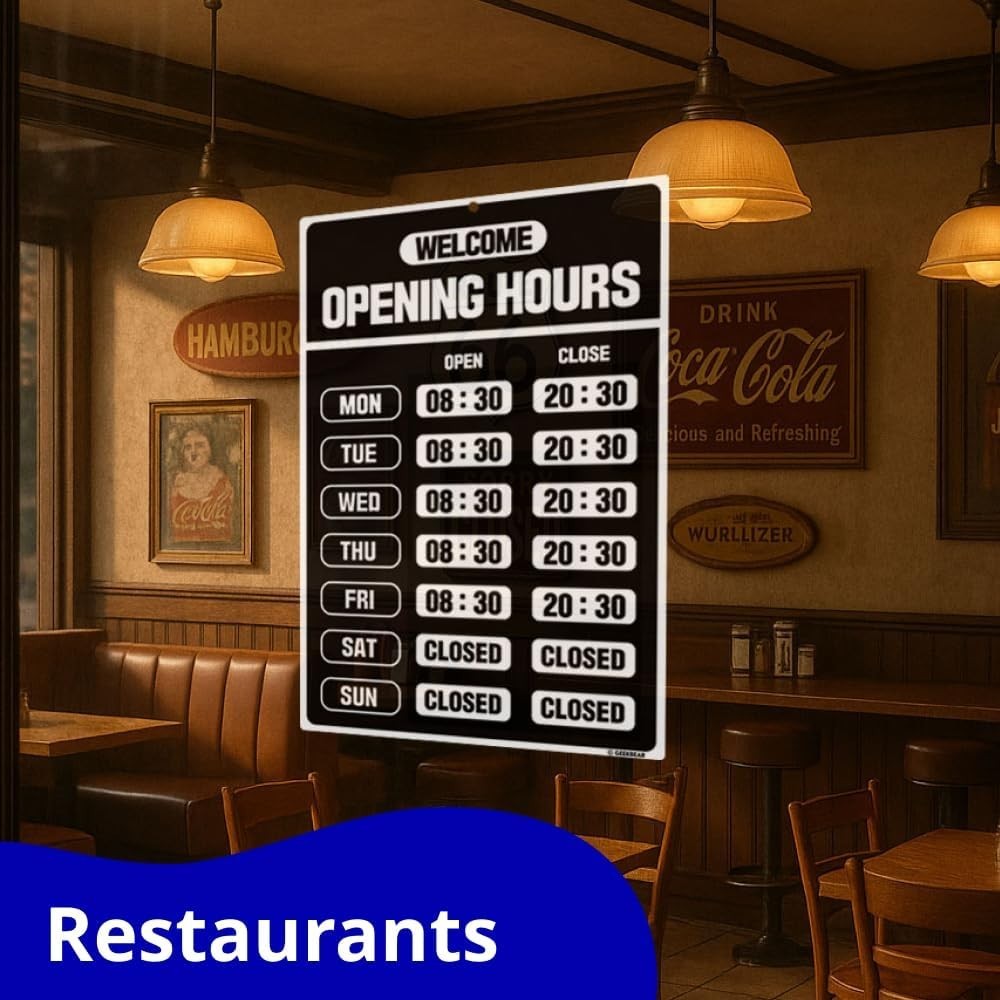 Weatherproof Colorful Business Hours Sign – Customizable & Durable 7.9&Prime; x 11.9&Prime;