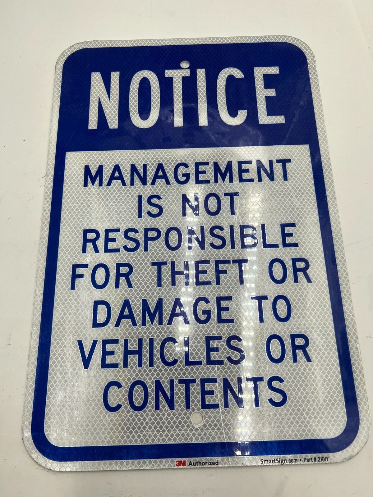 SmartSign Notice Management Is Not Responsible for Theft Sign 12&Prime;x18&Prime; 2KVY