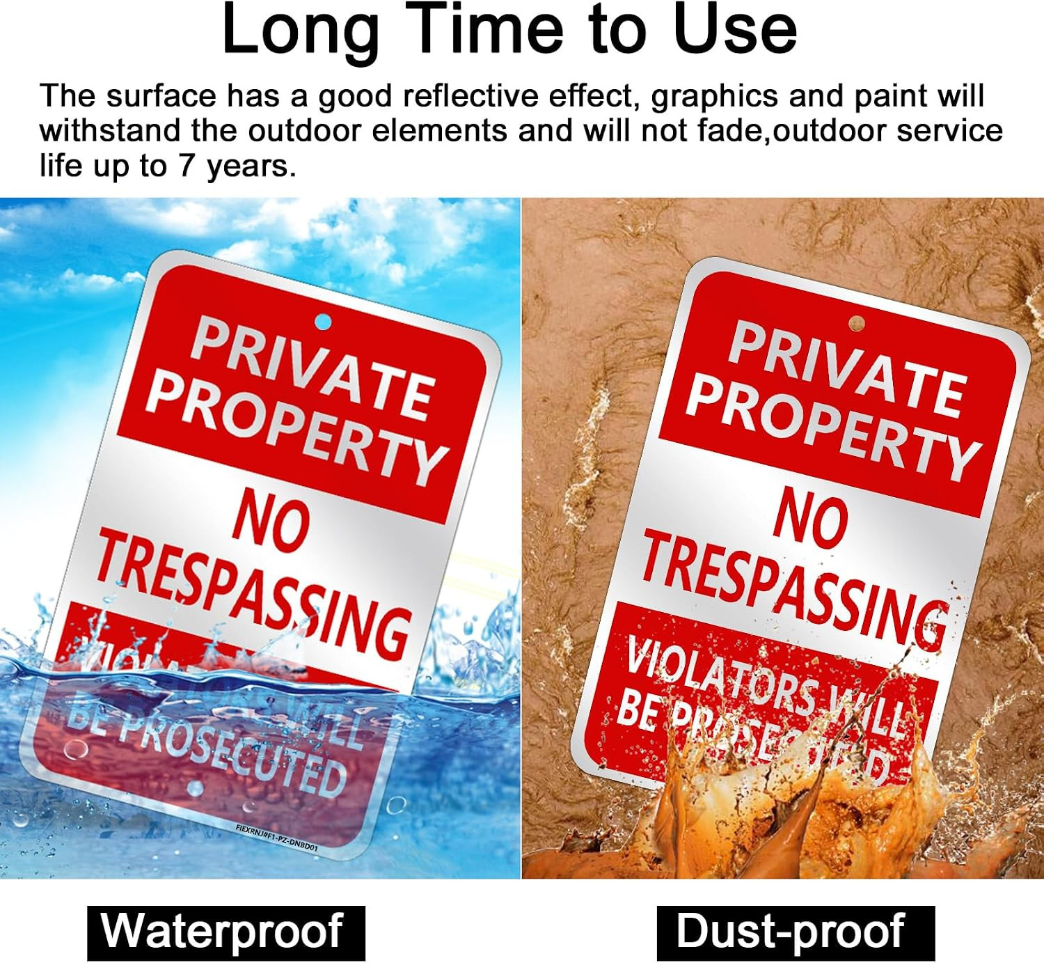 No Trespassing Signs Private Property, 12&Prime; X 18&Prime; Vertical 2 Pack, LED Night Glow