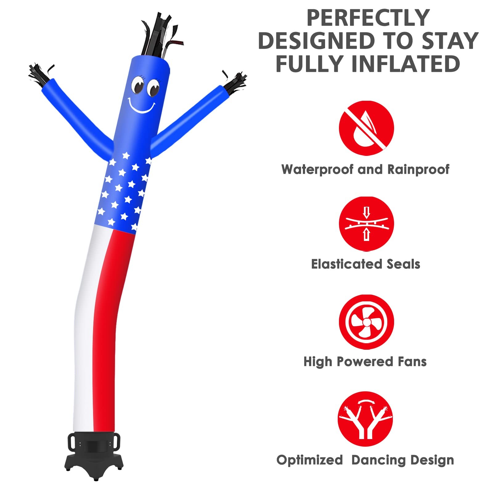 MOUNTO 10ft Inflatable Dancer Waving Tube Man Puppet for Store Sign (US-Flag)