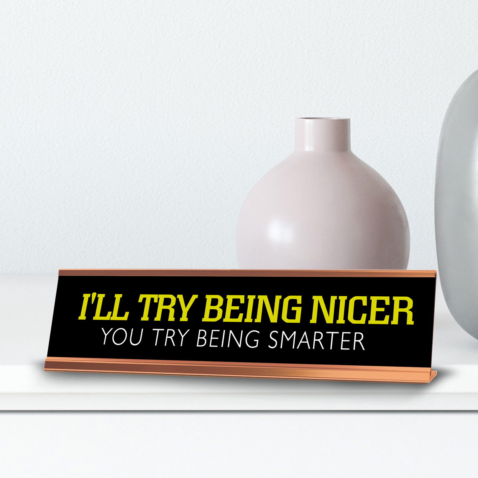I&rsquo;ll Try Being Nicer You Try Being Smarter Novelty Desk Sign (2×10&Prime;)