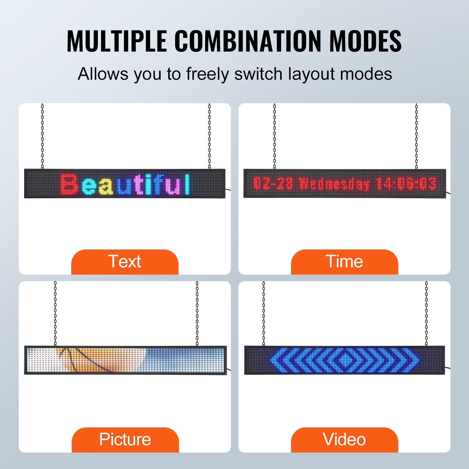 Uimoso 52&Prime;x8&Prime; Programmable LED Sign Scrolling Display Board P10 Full Color
