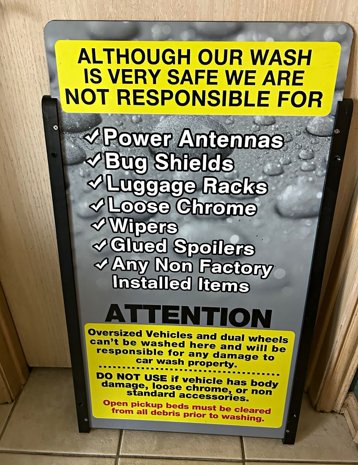 Car Wash Warning & Safety Sign by TSS , wall mount with brackets