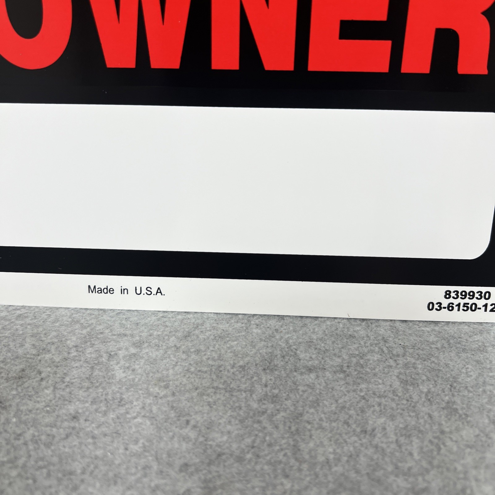 Lot of 5 FOR SALE BY OWNER Signs Hillman 839930 8&Prime;x12&Prime; Red Plastic