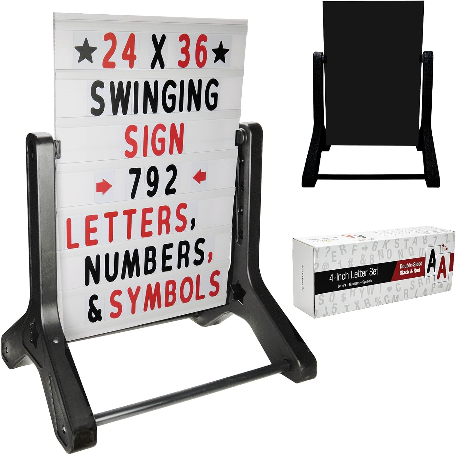 Swinging Changeable Message Sidewalk Sign: 24&Prime; X 36&Prime; Sign with 792 Pre-Cut Doubl